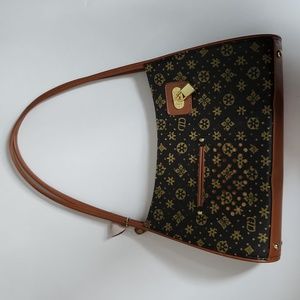 Printed Brown Faux Leather Shoulder Bag